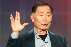 George Takei giving the Vulcan hand sign
