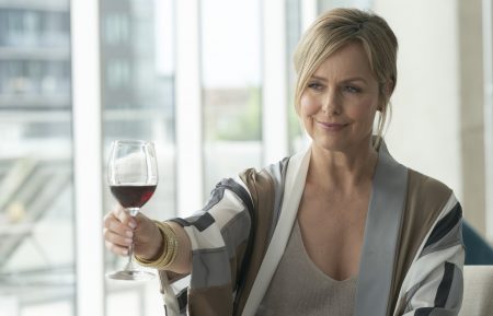 Melora Hardin raising a glass of wine in The Bold Type