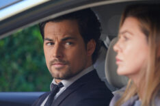 Giacomo Gianniotti as Andrew DeLuca in car with Meredith on Grey's Anatomy