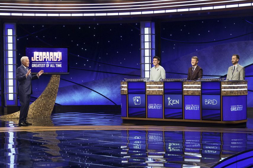 ALEX TREBEK, JAMES HOLZHAUER, KEN JENNINGS, BRAD RUTTER