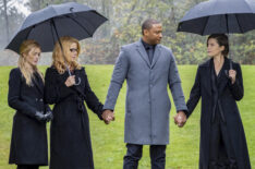 Arrow - Katherine McNamara as Mia, Emily Bett Rickards as Felicity Smoak, David Ramsey as John Diggle/Spartan, and Audrey Marie Anderson as Lyla Michaels - 'Fadeout'