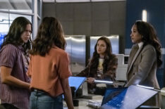 Carlos Valdes as Cisco Ramon, Victoria Park as Kamilla, Kayla Compton as Allegra, and Candice Patton as Iris West in The Flash - 'Marathon'