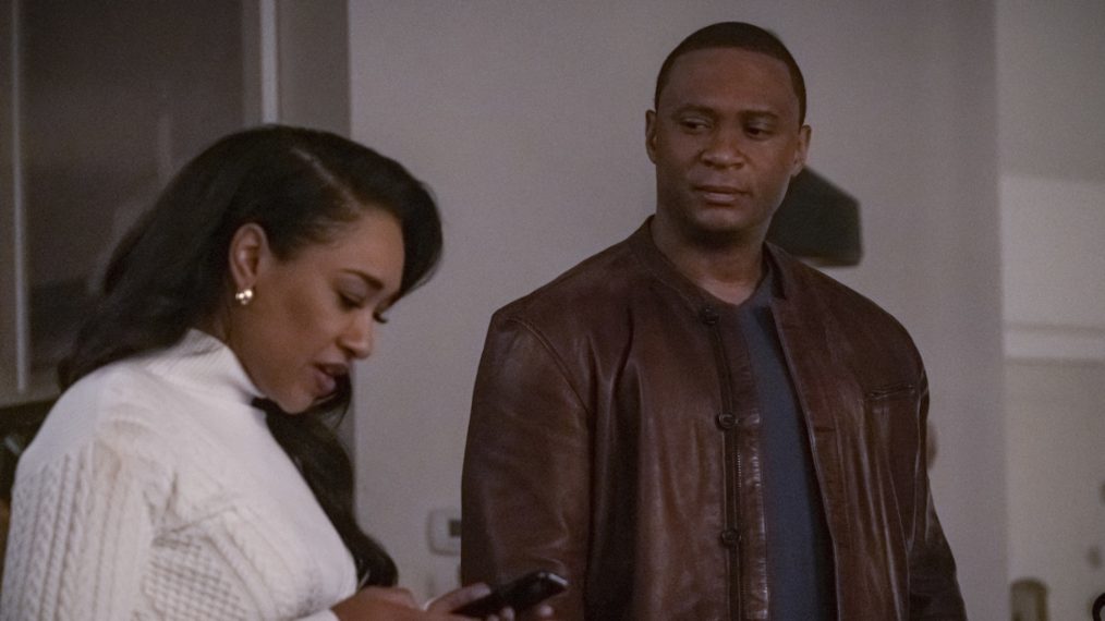 Candice Patton as Iris West-Allen and David Ramsey as John Diggle/Spartan in The Flash - 'Marathon'