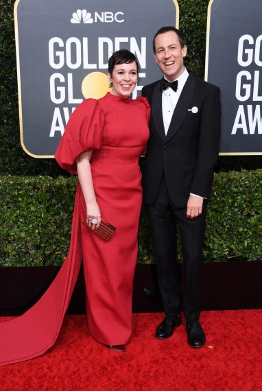 Olivia Colman and Tobias Menzies attends the 77th Annual Golden Globe Awards