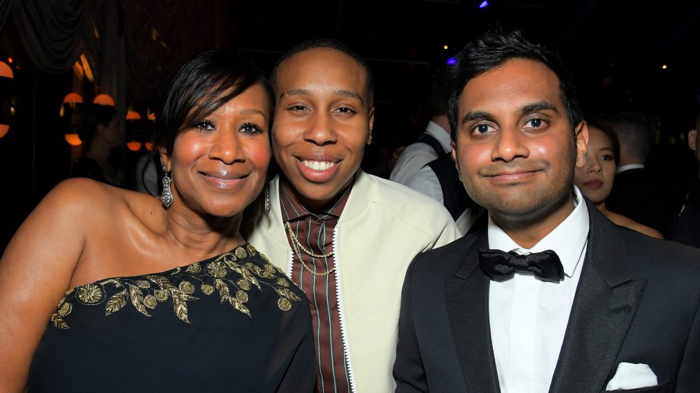 Nicole Avant, Lena Waithe, and Aziz Ansari attends the Netflix 2020 Golden Globes After Party