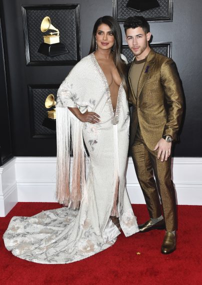 Priyanka Chopra and Nick Jonas of music group Jonas Brothers attend the 62nd Annual Grammy Awards