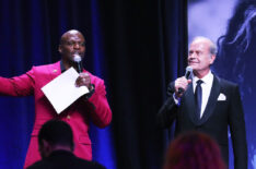 Terry Crews and Kelsey Grammer speak onstage Steven Tyler's Third Annual Grammy Awards Viewing Party