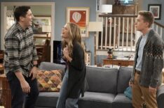 Jason Biggs, Maggie Lawson and Connor Kalopsis in the 'The Talk' episode of Outmatch