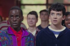 Ncuti Gatwa as Eric and Asa Butterfield as Otis in Sex Education