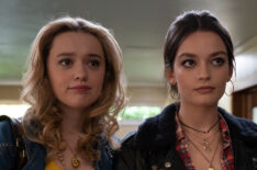 Aimee Lou Wood as Aimee Gibbs and Emma Mackey as Maeve Wiley in Sex Education