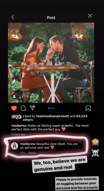 Bachelor Madison Prewett Instagram Comment