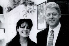 White House intern Monica Lewinsky meeting President Bill Clinton at a White House function