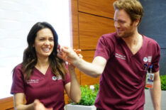 Chicago Med 100 Episodes - Torrey DeVitto and Nick Gehlfuss