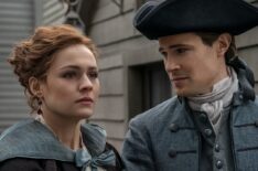 Sophie Skelton as Brianna Randall Fraser and David Berry as Lord John Grey in Outlander - Season 4