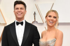 Colin Jost and Scarlett Johansson attend the 92nd Annual Academy Awards