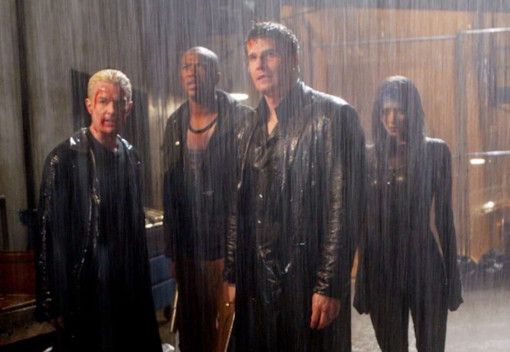 James Marsters as Spike, J August Richards as Charles Gunn, David Boreanaz as Angel, Amy Acker as Illyria in the 'Angel' series finale - 'Not Fade Away'