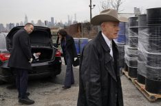 Lyle Lovett as Texas Ranger Waylon Gates, Donnie Wahlberg as Danny Reagan, Marisa Ramirez as Det. Maria Baez investigate trunk in Blue Bloods - Season 10 Episode 14