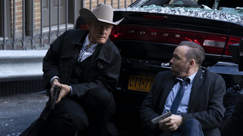 Donnie Wahlberg as Danny Reagan and Lyle Lovett as Texas Ranger Waylon Gates in Blue Bloods - Season 10, Episode 14