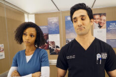 Chicago Med - Season 5 Episode 14 - April Marcel Kiss - Yaya DaCosta as April Sexton, Dominic Rains as Crockett Marcel