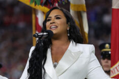 Demi Lovato sings the national anthem during Super Bowl LIV