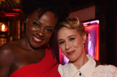 Viola Davis and Liza Weil attend the 'How to Get Away With Murder' production wrap