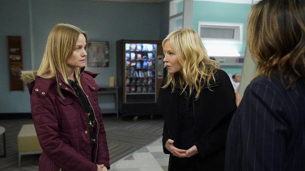 Lindsay Pulsipher as Kim Rollins, Kelli Giddish as Detective Amanda Rollins in Law Order SVU - Season 21 Episode 16 - 'Eternal Relief from Pain'