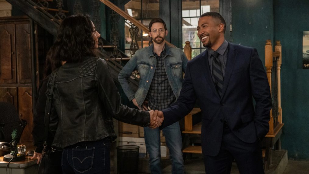 Necar Zadegan as Special Agent Hannah Khoury, Rob Kerkovich as Forensic Scientist Sebastian Lund, and Charles Michael Davis as Special Agent Quentin Carter in NCIS: New Orleans - Season 6, Episode 14
