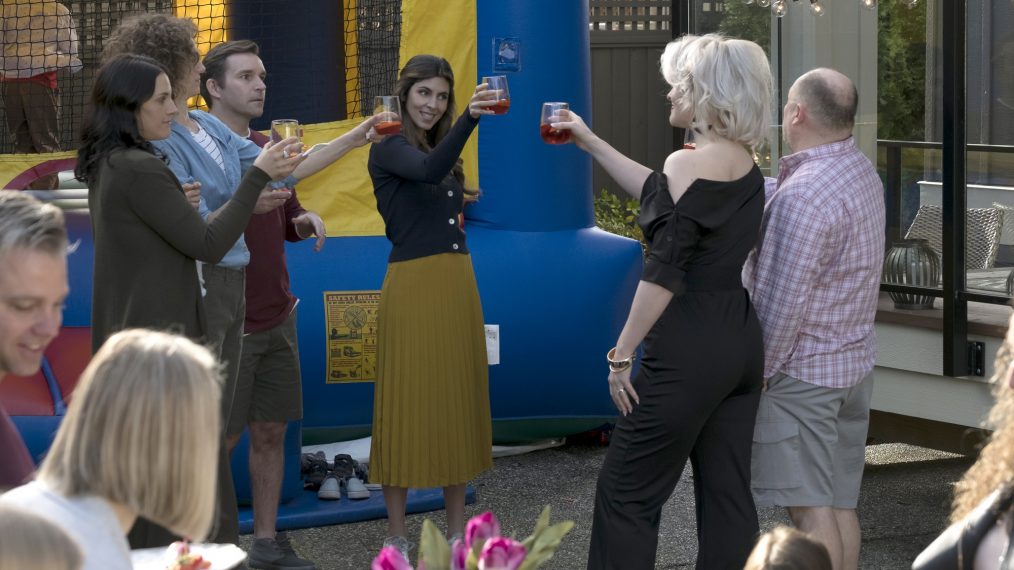 Jamie-Lynn Sigler toasting in Neighbor in the Window