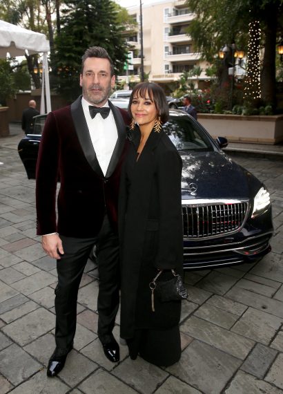 Jon Hamm and Rashida Jones attend the 2020 Mercedes-Benz Academy Awards Viewing Party