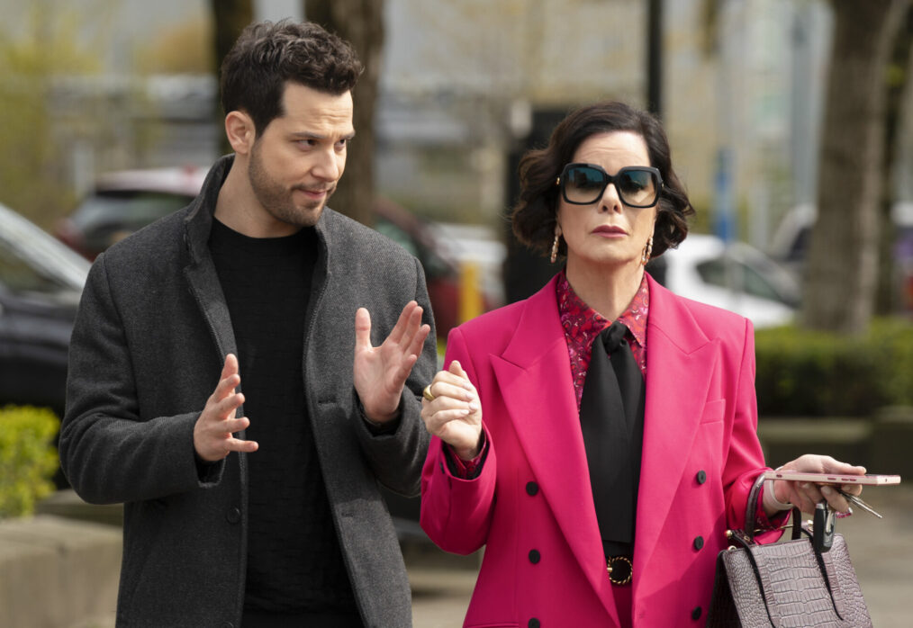 Skylar Astin as Todd Wright and Marcia Gay Harden as Margaret Wright in 'So Help Me Todd' Season 2 finale