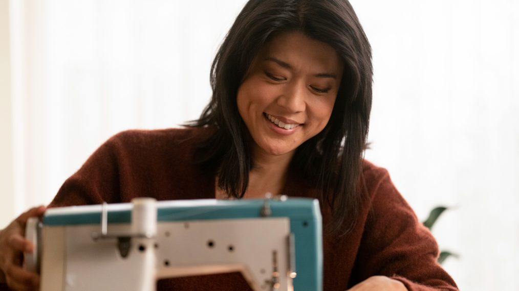 Grace Park as Katherine sewing in A Million Little Things - Season 2 Episode 18