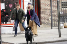 Will Estes as Jamie Reagan and Vanessa Ray as Eddie Janko with dog in Blue Bloods Season 10 Episode 16 - 'The First 100 Days'