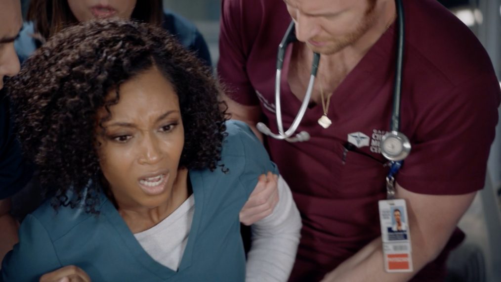 Watch 'Chicago Med's April Collapse in Pain in Episode 100 (VIDEO)