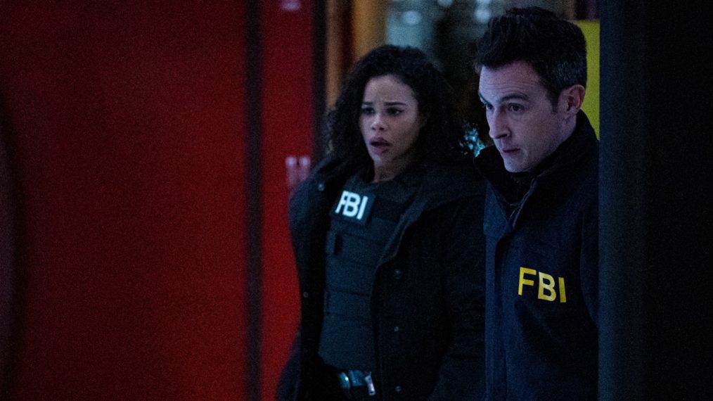 Roxy Sternberg as Sheryll Barnes and John Boyd as Stuart Scola in FBI Most Wanted crossover