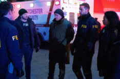 John Boyd as Stuart Scola, Kellan Lutz as Kenny Crosby, Julian McMahon as Jess LaCroix, Zeeko Zaki as Special Agent Omar Adom 'OA' Zidan, Roxy Sternberg as Sheryll Barnes and Keisha Castle Hughes as Hana Gibson in FBI Most Wanted Crossover
