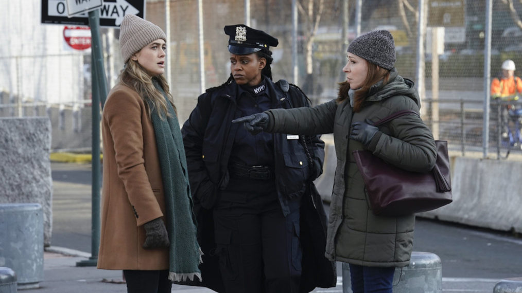 Melissa Roxburgh as Michaela Stone, Andrene Ward-Hammond as Captain Bowers, and Sheri Effres as Louanne in the Season 2 Finale of Manifest
