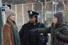 Melissa Roxburgh as Michaela Stone, Andrene Ward-Hammond as Captain Bowers, and Sheri Effres as Louanne in the Season 2 Finale of Manifest