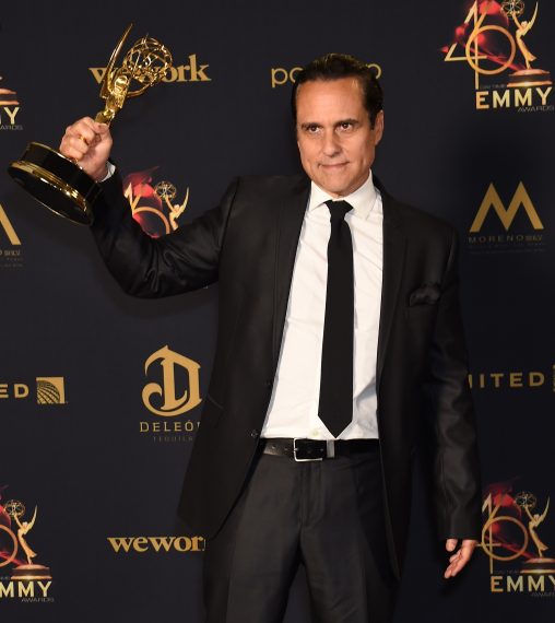 Maurice Benard holds up his General Hospital Daytime Emmy