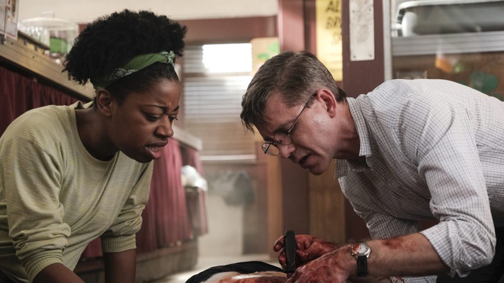 NCIS - Season 17 Episode 19 - Brian Dietzen as Medical Examiner Dr. Jimmy Palmer, Diona Reasonover as Forensic Specialist Kasie Hines