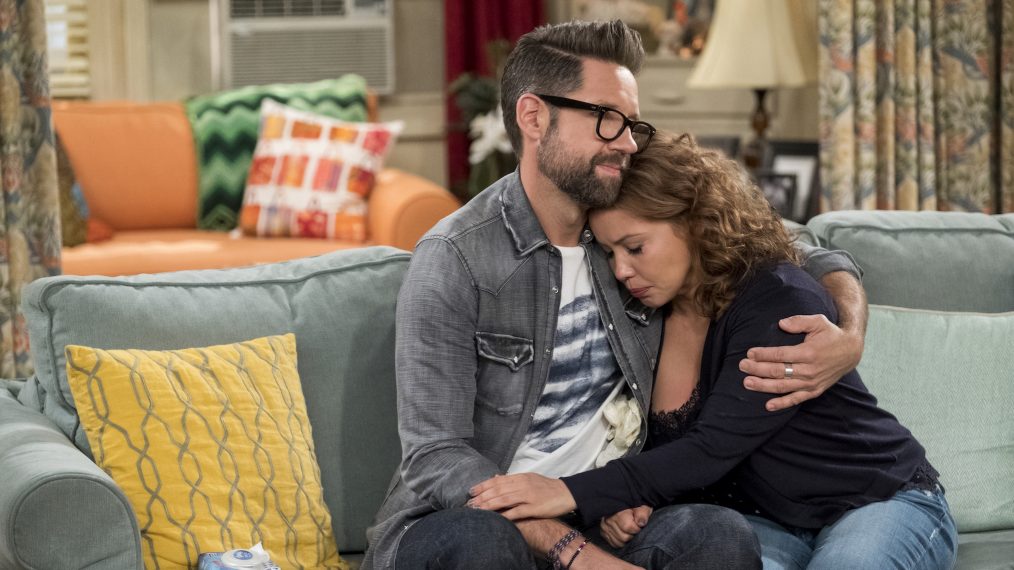 Todd Grinnell hugging Justina Machado in One Day at a Time