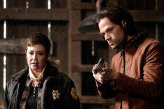 Kim Rhodes as Jody Mills and Jared Padalecki as Sam Winchester in Supernatural Season 15 Episode 12 - 'Galaxy Brain'