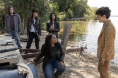 Alexa Mansour as Hope, Aliyah Royale as Iris, Hal Cumpston as Silas, Nicolas Cantu as Elton, Annet Mahendru as Huck in The Walking Dead: World Beyond - Season 1