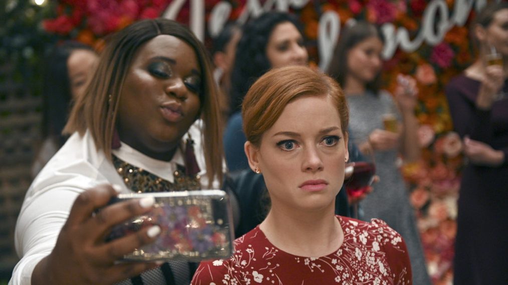 Alex Newell as Mo taking selfie with Jane Levy as Zoey in Zoey's Extraordinary Playlist - Season 1