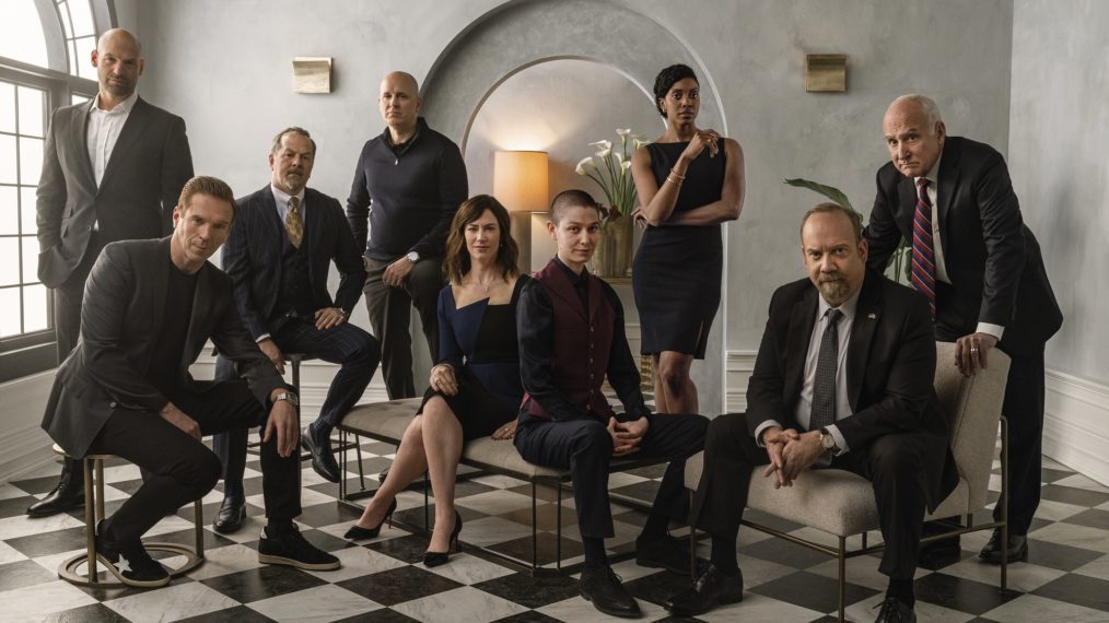 Billions cast - Corey Stoll, Damian Lewis, David Costabile, Kelly AuCoin, Maggie Siff, Asia Kate Dillon, Condola Rashad, Paul Giamatti, and Jeffrey DeMunn