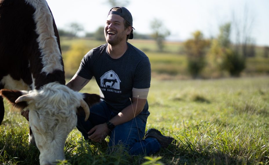 SAVED BY THE BARN DAN MCKERNAN WITH COW