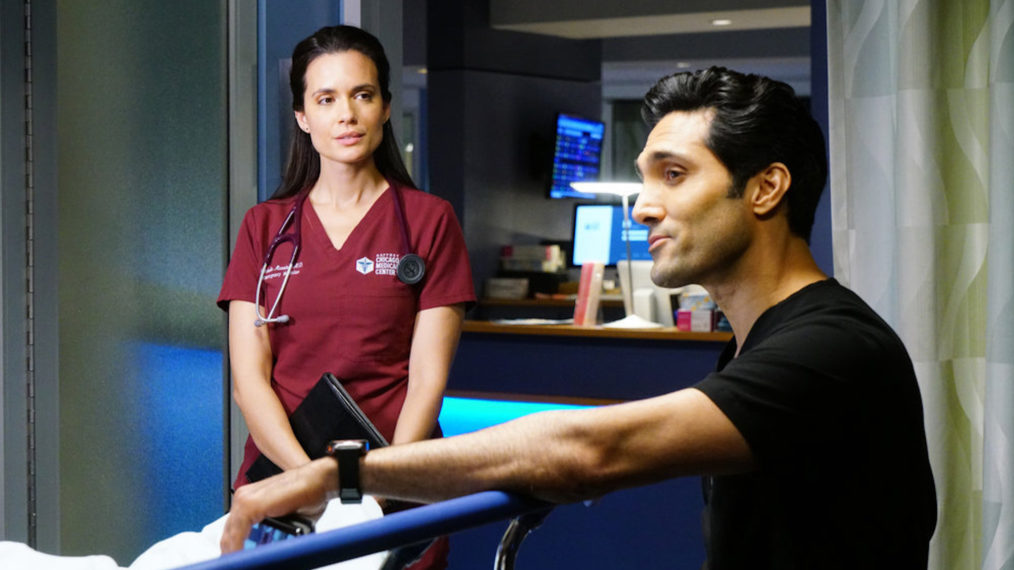 Torrey DeVitto as Natalie Manning, Dominic Rains as Crockett Marcel in Chicago Med - Season 5