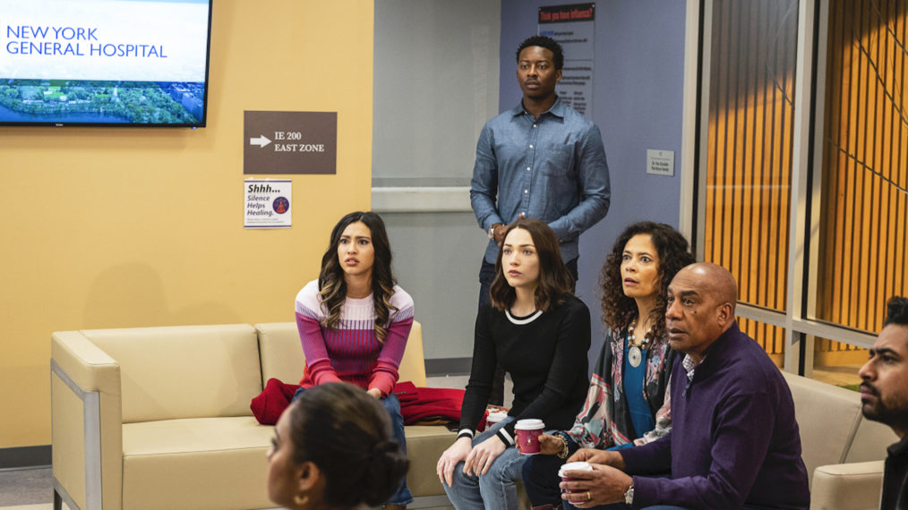 Shazi Raja as Jaya, Kara Royster as Emily, Brandon Micheal Hall as Miles Finer, Violett Beane as Cara Bloom, Erica Gimpel as Trish, Joe Morton as Reverend Arthur Finer, Suraj Sharma as Rakesh Singh in the God Friended Me series finale