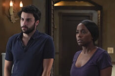 Jack Falahee as Connor and Aja Naomi King as Michaela in How to Get Away With Murder - Season 6 Episode 12