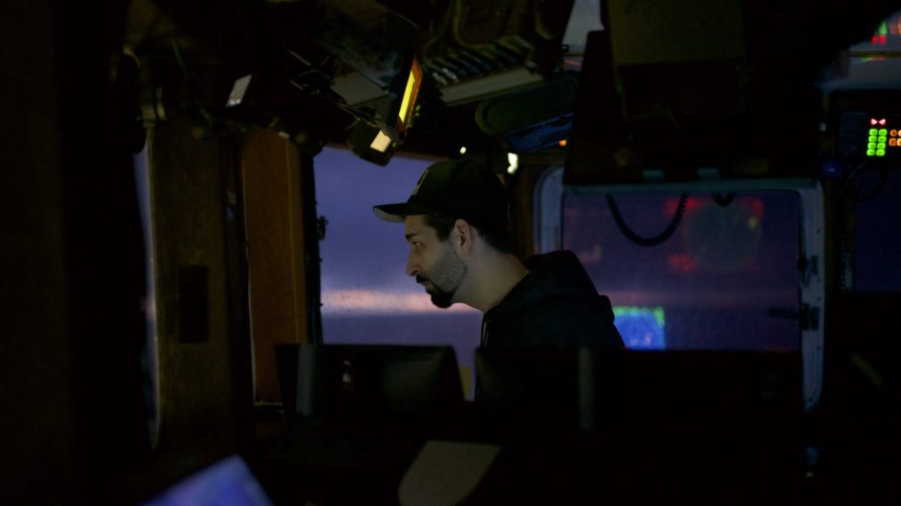 Captain Josh Harris at the helm of the Cornelia Marie