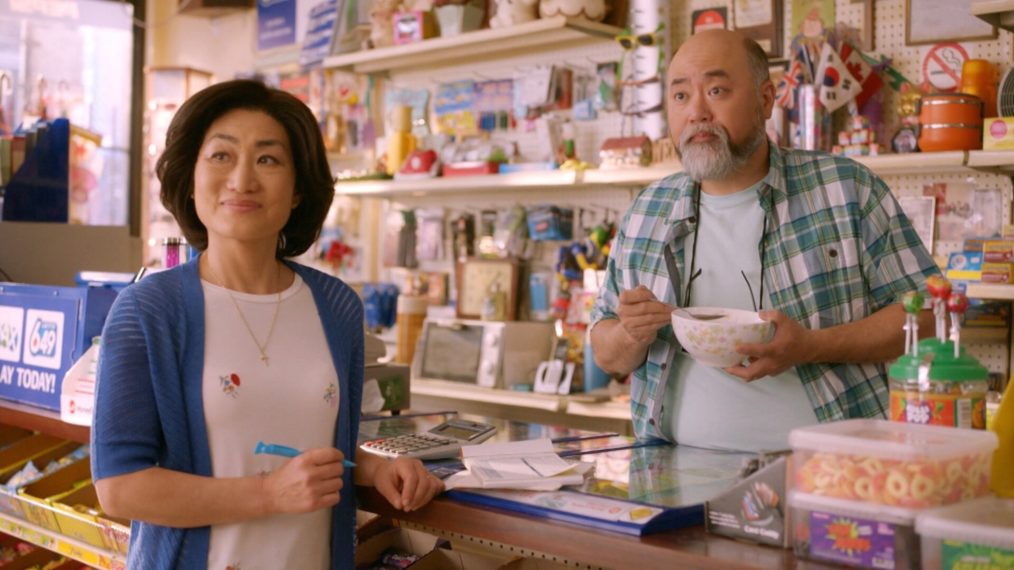 Jean Yoon and Paul Sun-Hyung Lee in Kim's Convenience